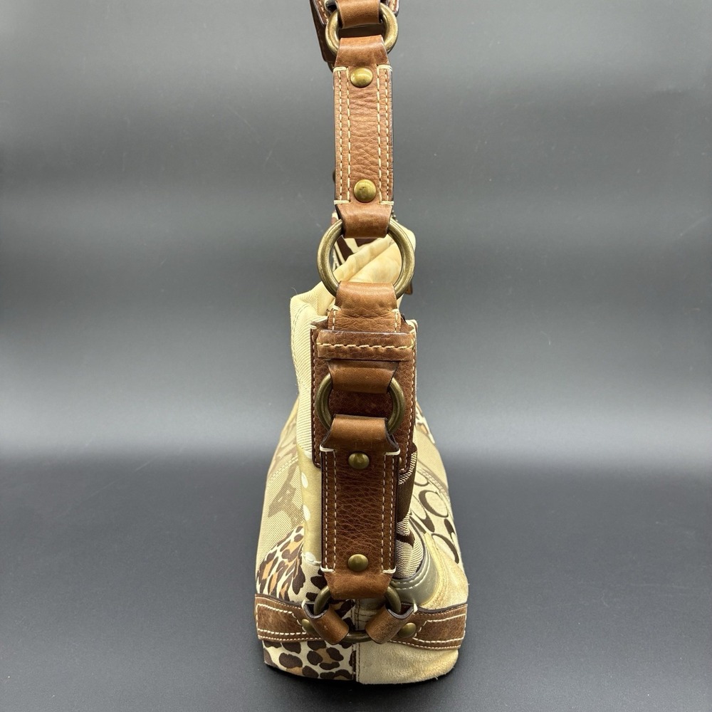 Coach Carly 10814 Y2K Patchwork Signature Hobo Shoulder Bag Brown Tan Canvas - Picture 6 of 16